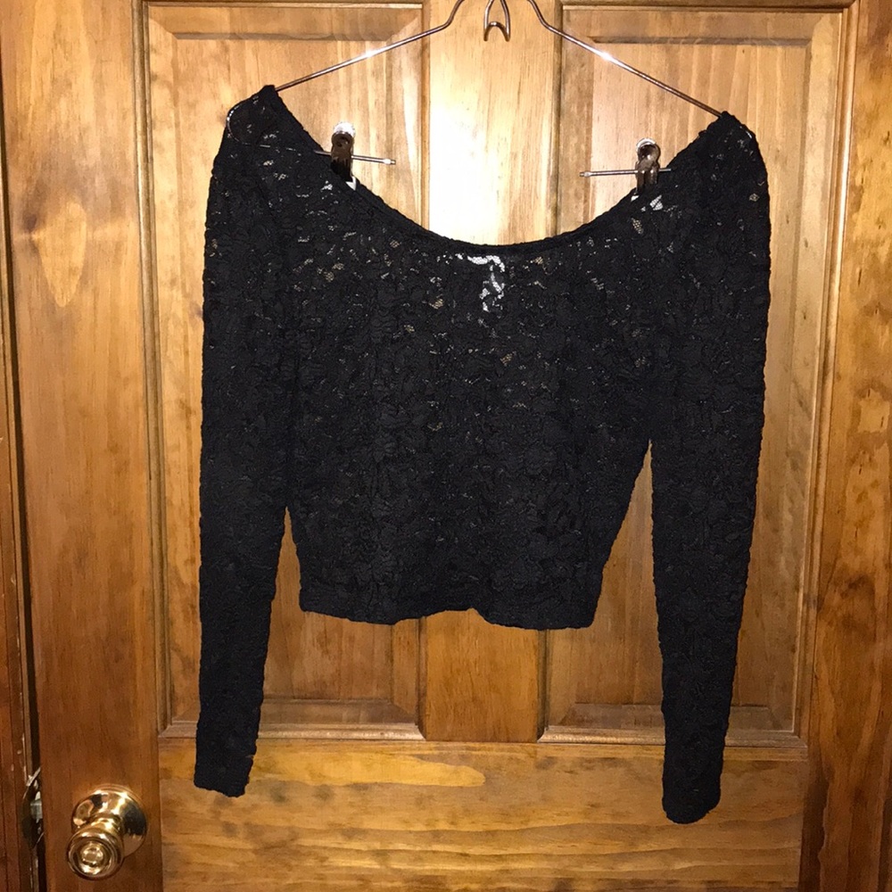 Black lace crop top